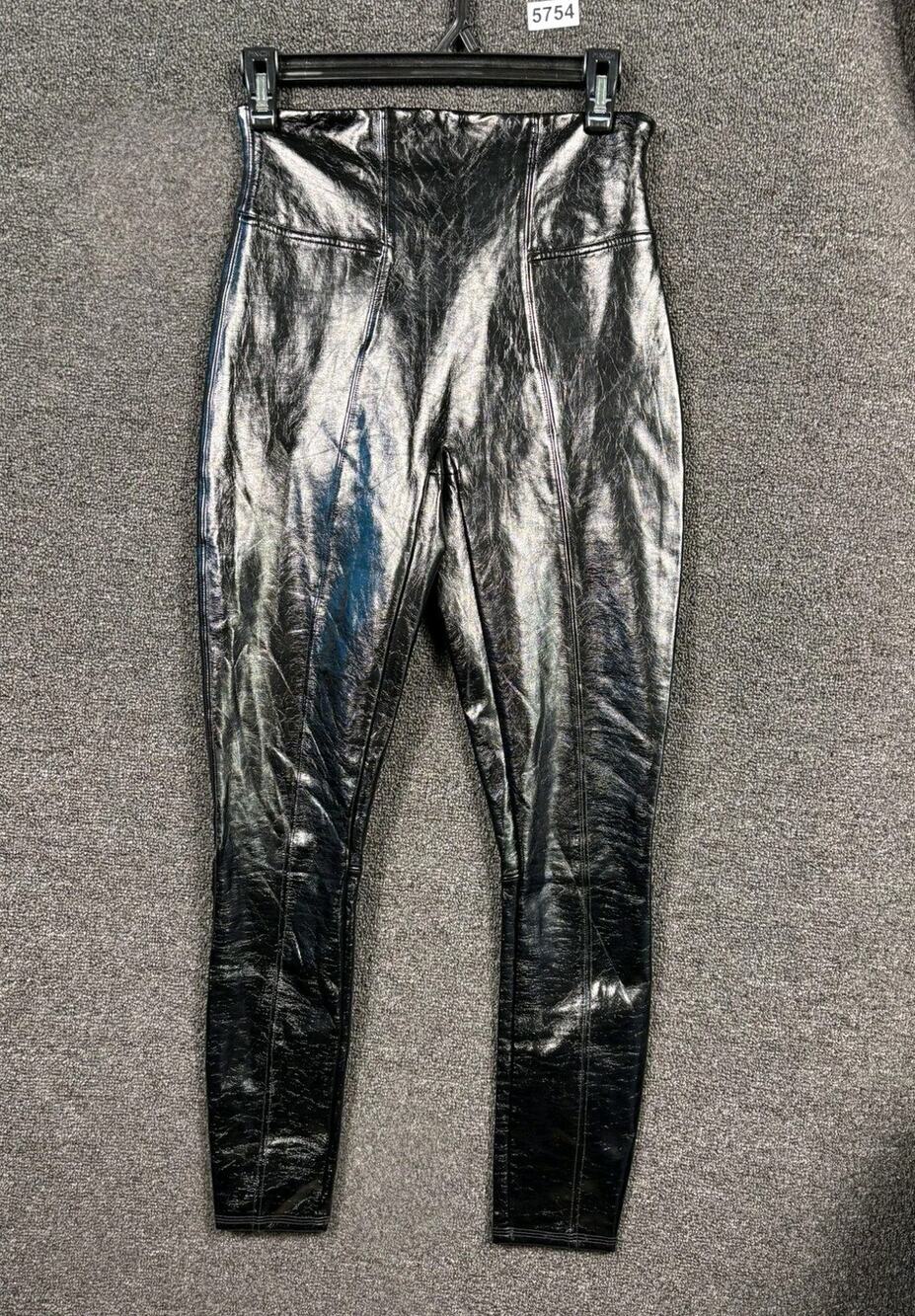 Spanx Leggings Womens Small Black Faux Patent Leather High Rise Shaping 20301R